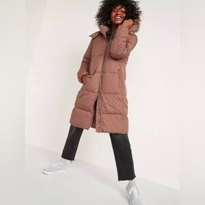 Old Navy Frost-Free Long Hooded Puffer Jacket size large